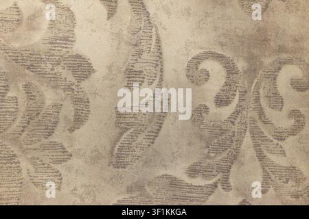 Beige damask wallcovering texture with vintage floral pattern Stock Photo