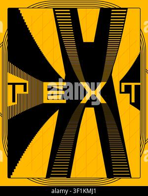 Dynamic Optical Illusion Text Poster Yellow Black Wall Art Stock Vector