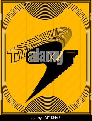 High Contrast Yellow Abstract Music Typography Poster Digital Design Stock Vector