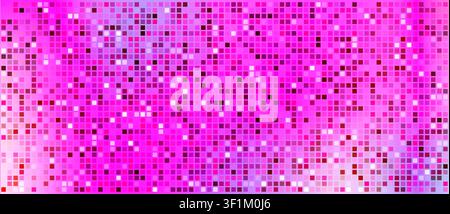 Shiny mirrored tiles with soft glow and retro vibes. Sequin pink disco backdrop for party, nightlife and fashion design. Stock Vector