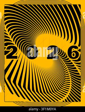 Geometric Futuristic Abstract Text Poster Yellow Black Motion Art Print Stock Vector