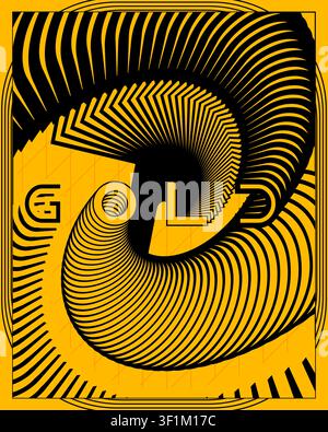 High Contrast Futuristic Abstract Text Poster Yellow Black Motion Art Stock Vector