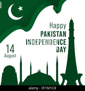 Pakistan Independence Day Social Media Post template Stock Vector