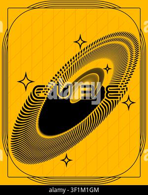 Dynamic Futuristic Abstract Text Poster Yellow Black Motion Wall Art Stock Vector