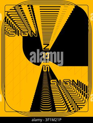 Creative Dynamic Text Typography Wall Art Poster Yellow Black Design Stock Vector