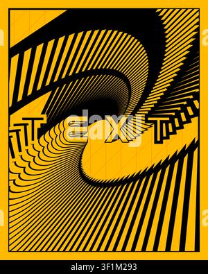 Abstract Yellow Black Typography Poster Dynamic Text Wall Art Design Stock Vector