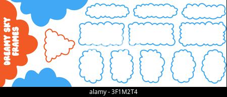 Fluffy label shape inspired by air and clouds, soft bubble frame with rounded edges, perfect for light modern layouts Stock Vector