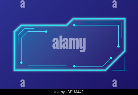 Vivid glowing lines and frames bring energy to a structured digital interface. Stock Vector
