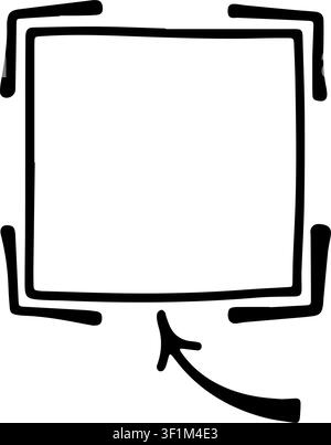 Casual handdrawn QR border in doodle style for modern UI, menus and apps, easy scan me visual Stock Vector
