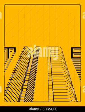 Minimal Geometric Spiral Typography Wall Art Black White Poster Stock Vector