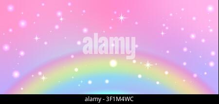 Cute dreamy backdrop with pastel clouds, bokeh, and glitter effects. Dream pink glitter effect for kawaii, magical, and cartoon themes. Stock Vector