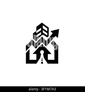 Professional Modern Real Estate Road Path Infrastructure Building Arrow Logo Stock Vector