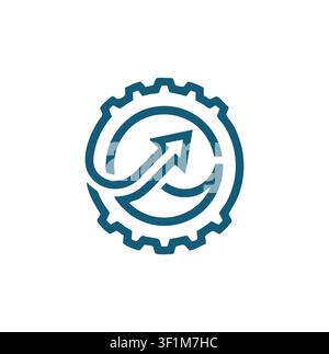 Professional Modern Industrial Gear Wheel Financial Growth Upward Arrow Logo Stock Vector