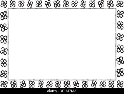 Rectangular frame made with daisies from hand-drawn sketches to give your vector designs a "handmade" touch. Stock Vector