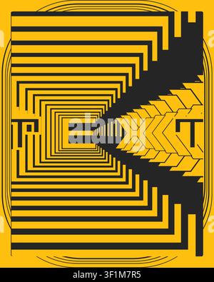 Abstract Spiral Geometry Typography Wall Art High Contrast Poster Stock Vector