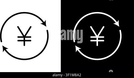 Yen Currency Exchange Cycle Icon Set. Financial Transaction, Currency Conversion, And Economic Flow Outline Symbol Collection. Editable Stroke Stock Vector