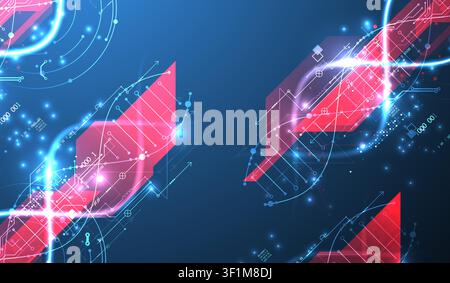 Futuristic digital DNA background with neon molecule structure. Vector Stock Vector