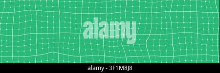 Blueprint bg with distort white squared lines and cross intersections. Green deform graph paper texture. FUI tech warp backdrop. Vector design for mat Stock Vector