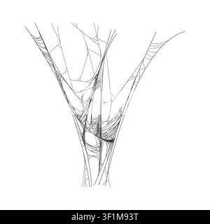 Cartoon Halloween spooky cobweb, spiderweb thread Stock Vector