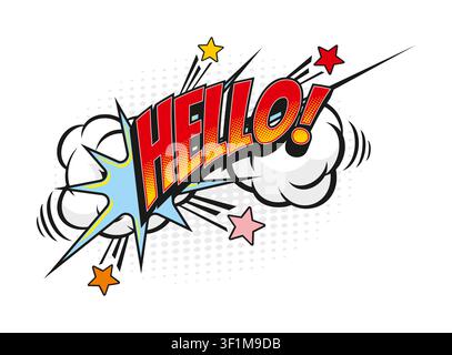 Cartoon vintage hello comic speech bubble Stock Vector