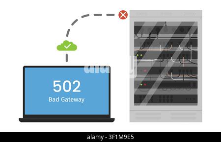 Bad Gateway 502 Error - Server Connection Failure Vector Stock Vector