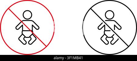 No Babies Allowed Line Icon Set. Child-Free Zone, Restricted Area, And Safety Regulation Outline Symbol Collection. Public Space Guidelines. Editable Stock Vector