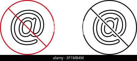 No Email Symbol Line Icon Set. Email Restriction And Communication Ban Outline Symbol Collection. Digital Privacy And Spam Prevention. Editable Stroke Stock Vector