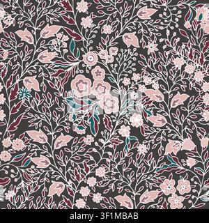 Intricate Cottagecore Ditsy Floral Meadow Stock Vector