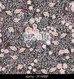 Intricate Cottagecore Ditsy Floral Meadow Stock Vector
