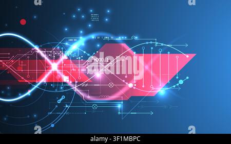 Futuristic digital DNA background with neon molecule structure. Vector Stock Vector