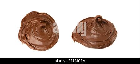 Chocolate Smear Isolated, Melted Chocolate Texture on White Background, Chocolate Sauce Pattern, Cocoa Hazelnut Cream, Liquid Chocolate Paste, Brown C Stock Photo