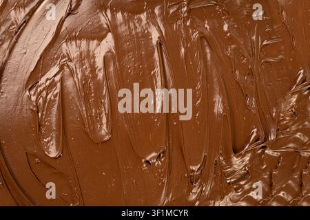 Melted Chocolate Texture Background, Chocolate Sauce Pattern, Cocoa Hazelnut Cream, Textured Chocolate Mockup, Liquid Dark Paste, Brown Creamy Banner Stock Photo