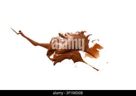 Chocolate Smear Isolated, Melted Chocolate Texture on White Background, Chocolate Sauce Pattern, Cocoa Hazelnut Cream, Liquid Chocolate Paste, Brown C Stock Photo