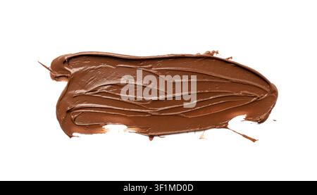 Chocolate Smear Isolated, Melted Chocolate Texture on White Background, Chocolate Sauce Pattern, Cocoa Hazelnut Cream, Liquid Chocolate Paste, Brown C Stock Photo