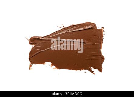 Chocolate Smear Isolated, Melted Chocolate Texture on White Background, Chocolate Sauce Pattern, Cocoa Hazelnut Cream, Liquid Chocolate Paste, Brown C Stock Photo