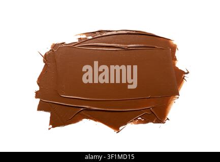 Chocolate Smear Isolated, Melted Chocolate Texture on White Background, Chocolate Sauce Pattern, Cocoa Hazelnut Cream, Liquid Chocolate Paste, Brown C Stock Photo