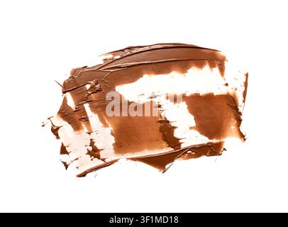 Chocolate Smear Isolated, Melted Chocolate Texture on White Background, Chocolate Sauce Pattern, Cocoa Hazelnut Cream, Liquid Chocolate Paste, Brown C Stock Photo