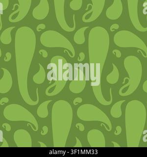 Hand drawn green Paisley silhouette seamless pattern Stock Vector