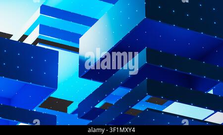 A cube structure made of layers. Each layer represents part of data architecture technology. Stock Photo