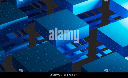 A cube structure made of layers. Each layer represents part of data architecture technology. Stock Photo