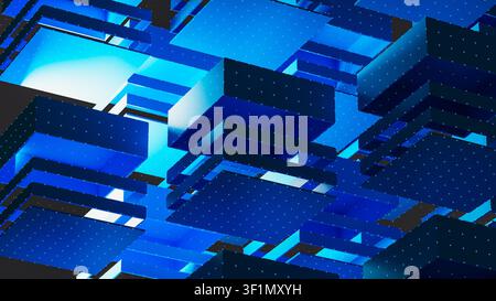 A cube structure made of layers. Each layer represents part of data architecture technology. Stock Photo
