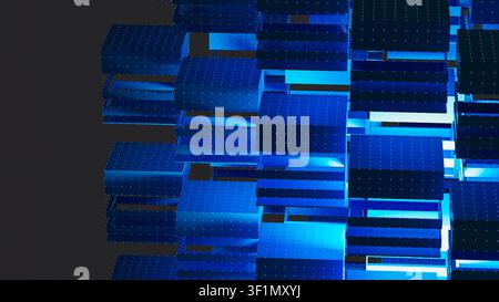 A cube structure made of layers. Each layer represents part of data architecture technology. Stock Photo