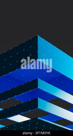 A cube structure made of layers. Each layer represents part of data architecture technology. Stock Photo