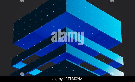 A cube structure made of layers. Each layer represents part of data architecture technology. Stock Photo