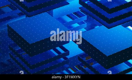 A cube structure made of layers. Each layer represents part of data architecture technology. Stock Photo