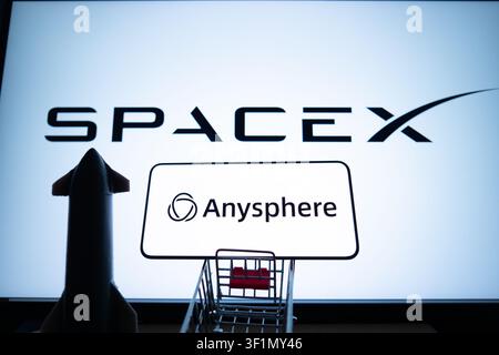 San Francisco, USA -July 14, 2026：SpaceX has officially confirmed an agreement to acquire Anysphere Inc., the developer of the AI code editor Cursor, Stock Photo