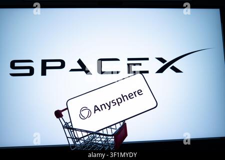 San Francisco, USA -July 14, 2026：SpaceX has officially confirmed an agreement to acquire Anysphere Inc., the developer of the AI code editor Cursor, Stock Photo