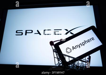 San Francisco, USA -July 14, 2026：SpaceX has officially confirmed an agreement to acquire Anysphere Inc., the developer of the AI code editor Cursor, Stock Photo