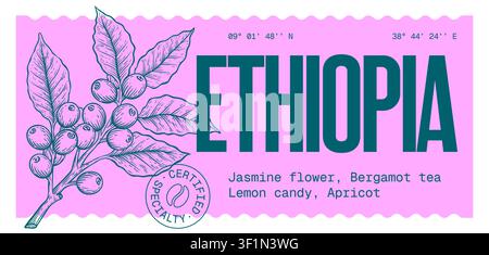 Coffee bean branch. Label, tag Stock Vector