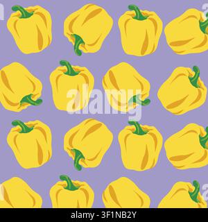 A seamless pattern of yellow bell pepper isolated on a white background. vector illustration. EPS format, Vector seamless pattern with a bell pepper Stock Vector
